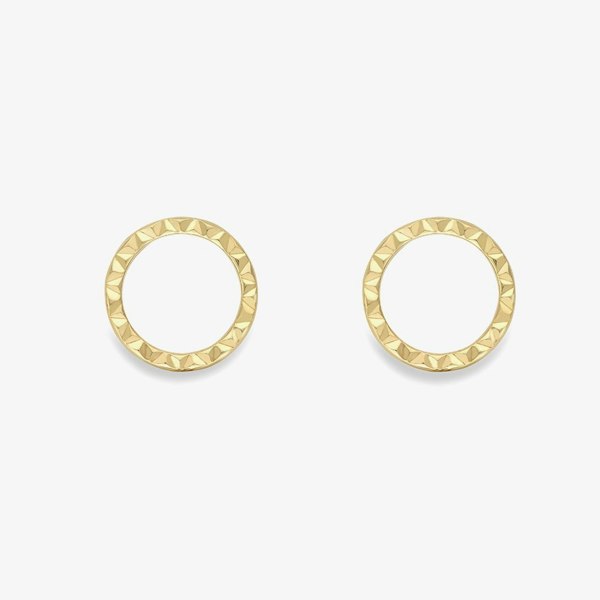 T. H. Baker 9ct Yellow Gold Diamond Cut Open Circle Stud Earrings 120125149028