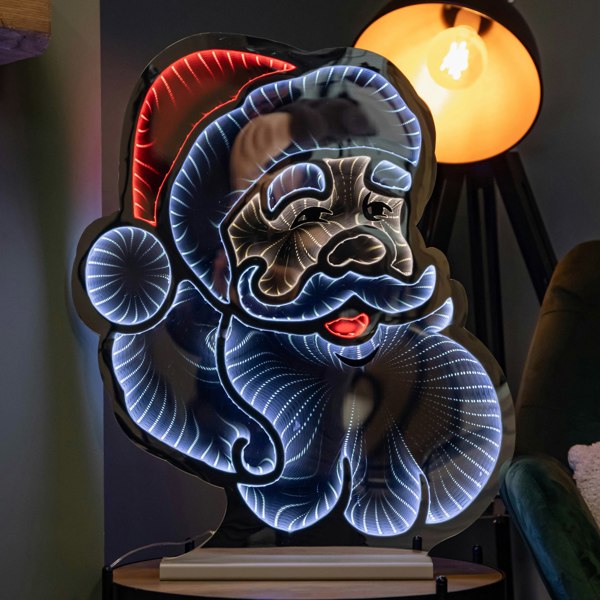 Samuel Alexander 60cm Light up Santa's Face Infinity Christmas Decoration with Red & White LEDs