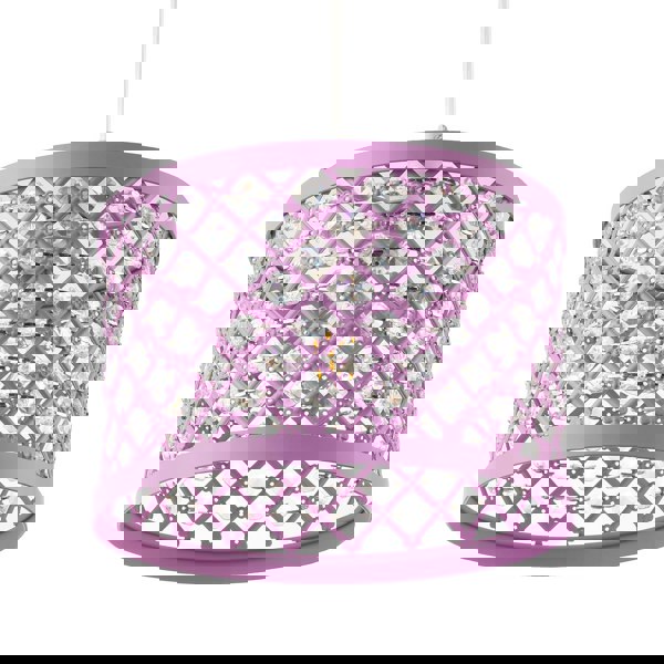 Modern Ornate Lavender Lilac Pendant Shade with Clear Acrylic Beads Image 4