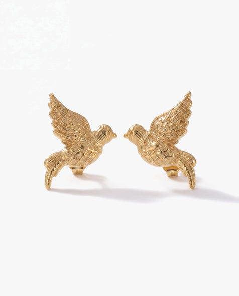 Elk & Bloom Dainty 14K Gold Love Birds Stud Earrings