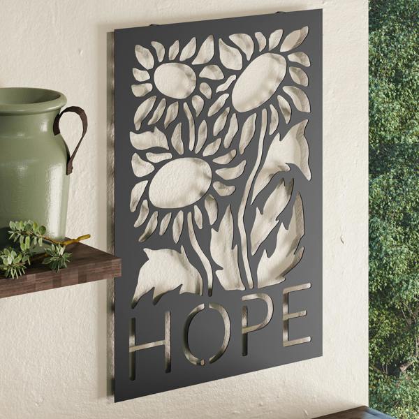 Decortie Modern Hope Metal Art Wall Home Decorative Ornament, Black