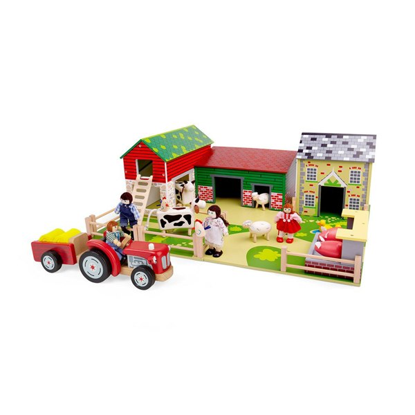 Tidlo Wooden Farm Bundle Complete With Animals, Tractor And 4 Figures