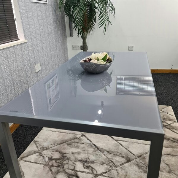 Kosy Koala Dining Table Grey Glass Kitchen Place for 4 Seats, Dining Table Only (Grey H 75 x L 120 x W 70 cm)
