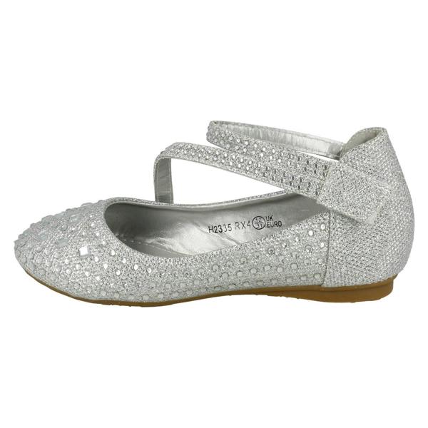 Spot On Girls Spot On Glitter Flat Ballerina Party Shoes H2335