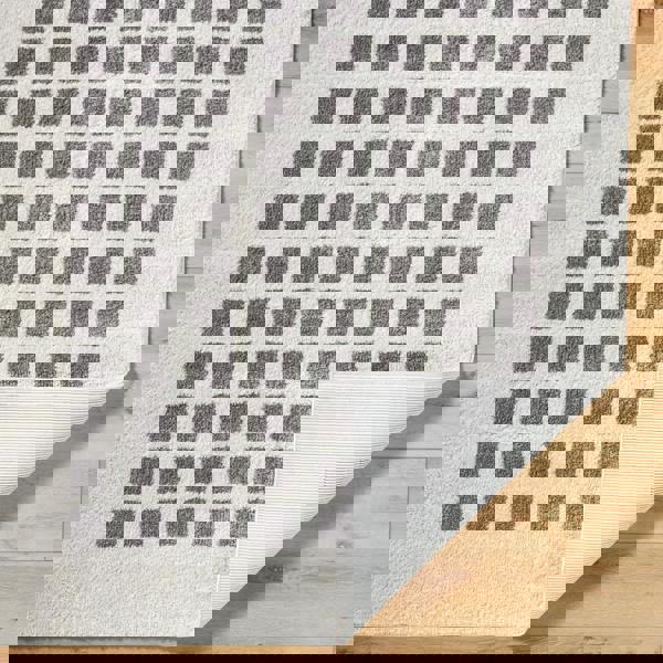 Livabliss Fossay Shag-Washable Beige Charcoal Modern High Pile Rug