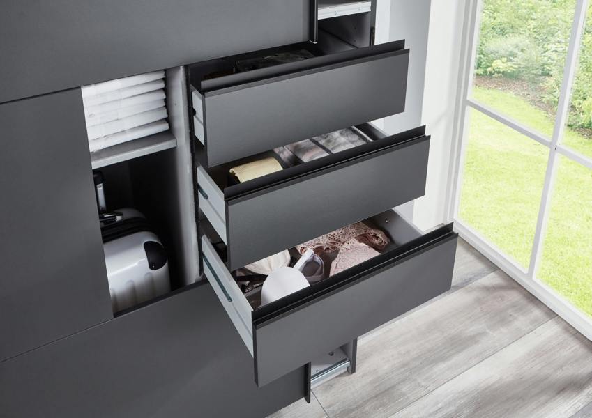 TJ's Furniture Saigon  Graphite 3 door 1 black glass wardrobe