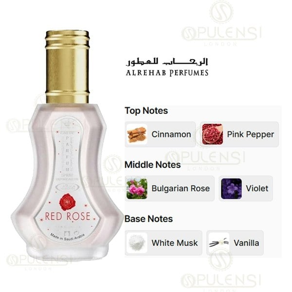 Al Rehab Red Rose EDP 35ml by Al-Rehab - Floral perfume for Women