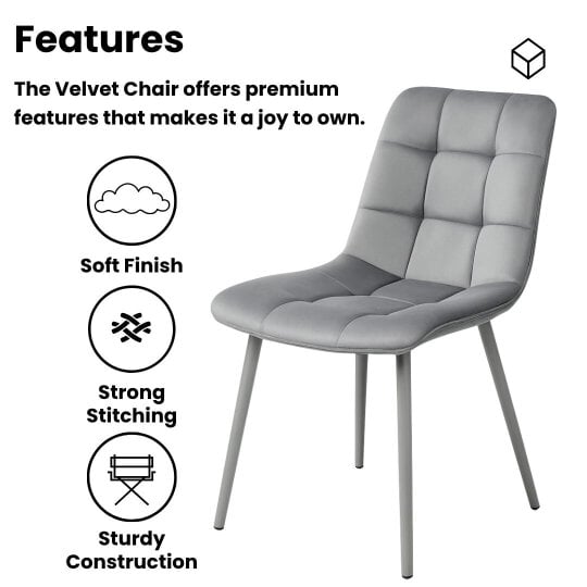 Kosy Koala Wooden Rectangle Dining Table Set With 4 Grey Velvet Chairs - Dining Room Furniture