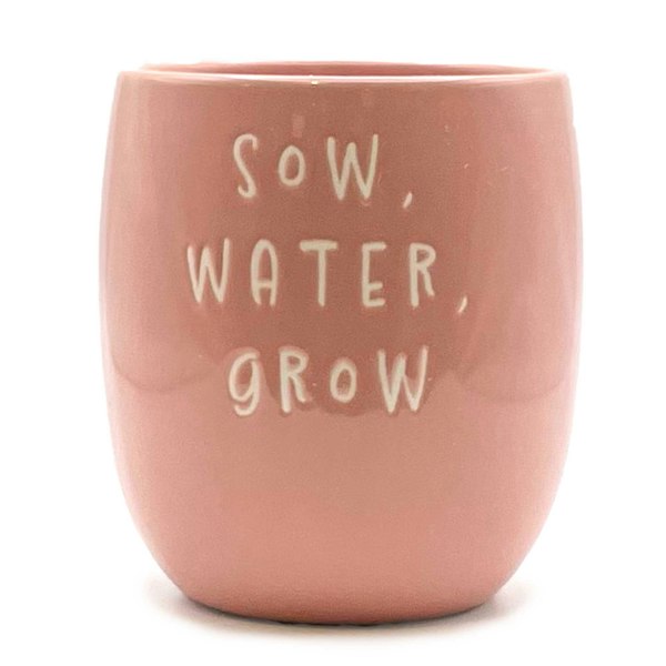 Scandi Home Set of 3 Pink Ceramic Slogan Planters