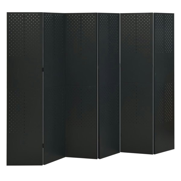 Berkfield 6-Panel Room Divider Black 240x180 cm Steel