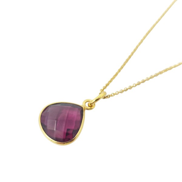 Pink Tourmaline October Birthstone Gold Plated Necklace