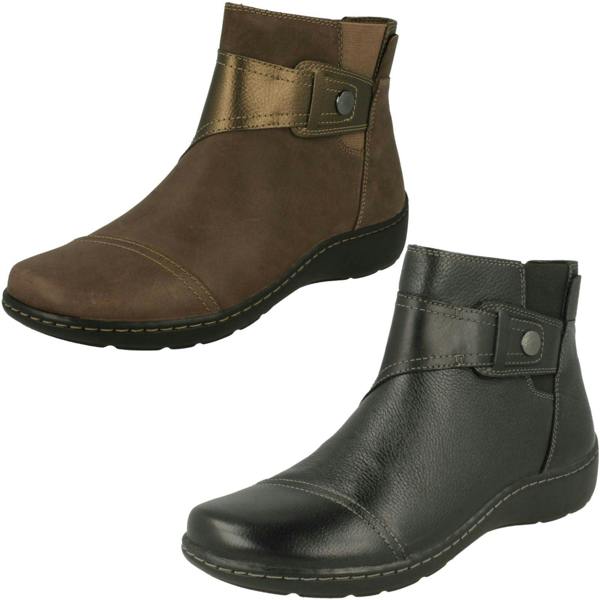 Clarks Ladies Clarks Strap Detailed Ankle Boots Cora Tropic