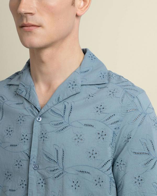 Larsson & Co Daan - Floral Embossed Short Sleeve Shirt