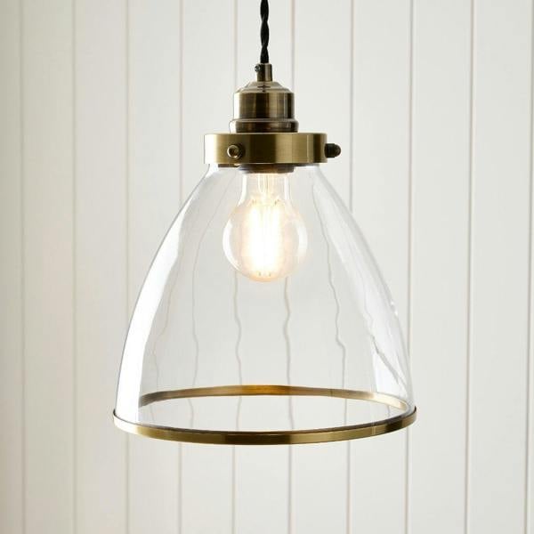 Pagazzi Lighting Brunswick Easy-Fit Antique Brass Pendant