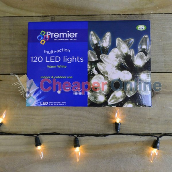 Samuel Alexander 11.9m 120 LED Premier Christmas Lights - Multi Action C6 Bulb in Warm White