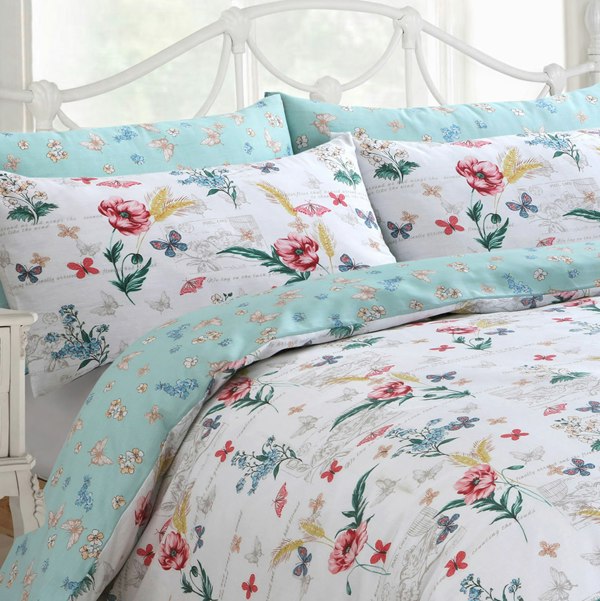 Velosso Vintage Floral Printed Cotton Blend Duvet Cover Set with Button Enclosure,Bedding Set for Elegant Bedroom Decor