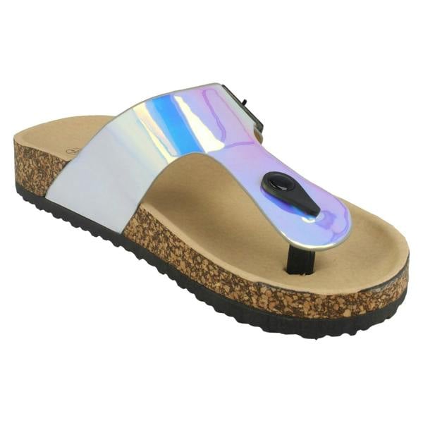 Spot On Ladies Spot On Flat Hologram Sandals