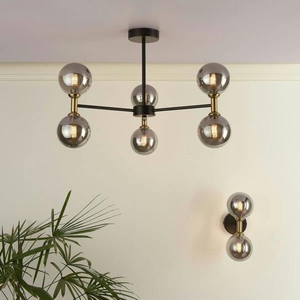 Pagazzi Lighting Loxley 2 Light Black & Gold Wall Light