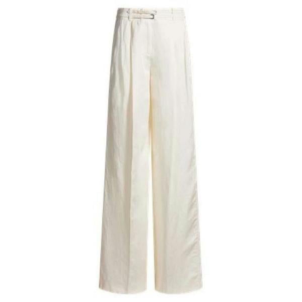 Boss Womens Taualy-W Wide Leg Relaxed Fit Trousers - White