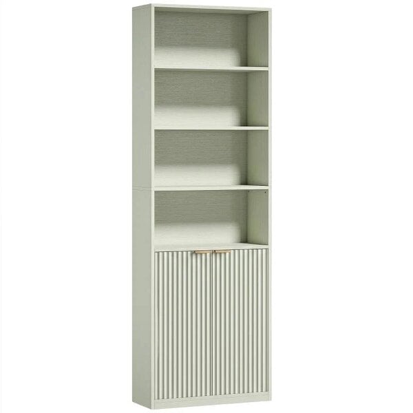 Bookcase Adjustable Shelf Bookshelf Anti-Tip Hardware 6-Tier, Light Green