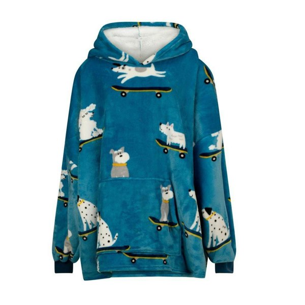 Urban Unique Skater Dogs Sherpa Fleece Hoodie Oversized