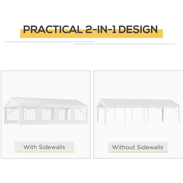 White gazebo canopy with sidewalls or open walls option