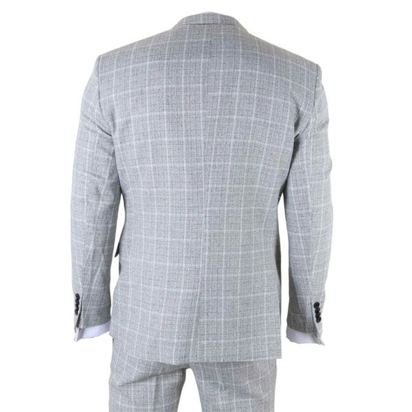 TruClothing IM11 - Men's Grey 3 Piece Tailored Fit Check Suit