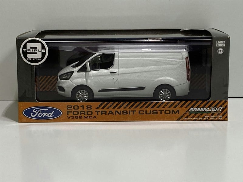 2018 ford transit custom v362 mca frozen white 1:43 scale greenlight 51275