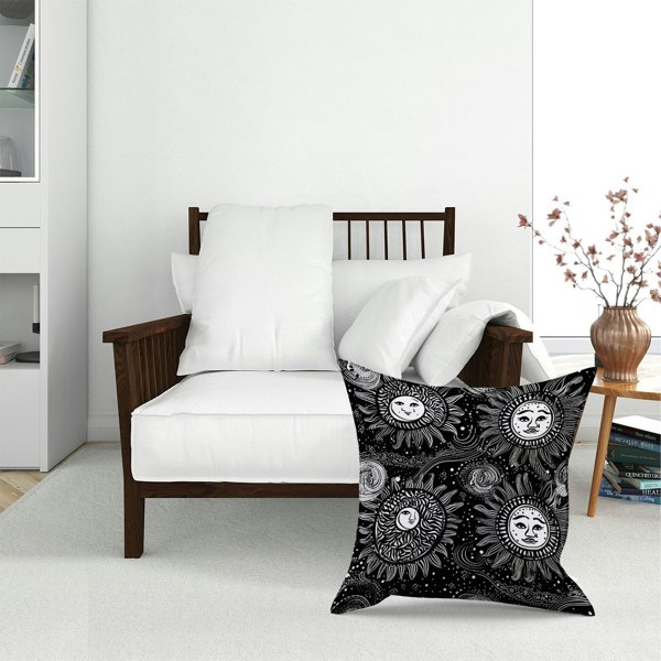 Warren Reed Moon And Sun White Black Floor Cushion