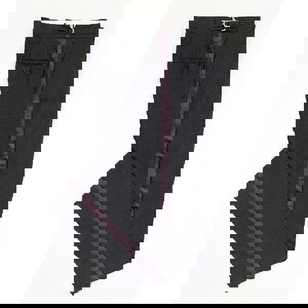 David WeJ Plain Dress Trousers with Side Adjusters - Charcoal