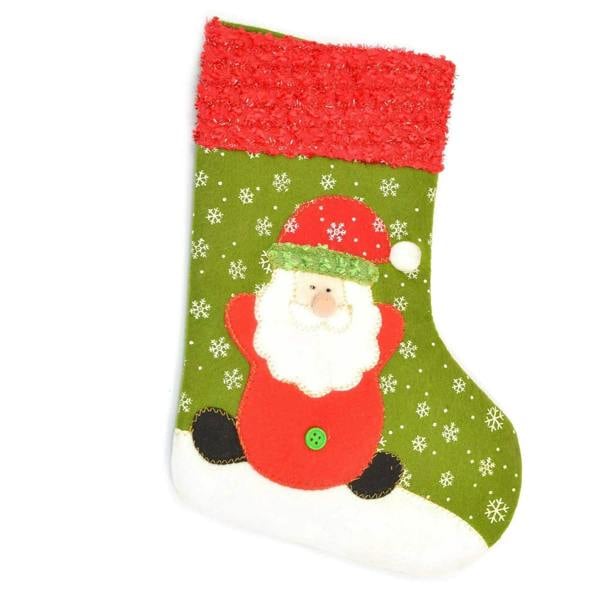 Medium Green Santa Christmas Stocking for Festive Home Decoration and Small Gifts image 1