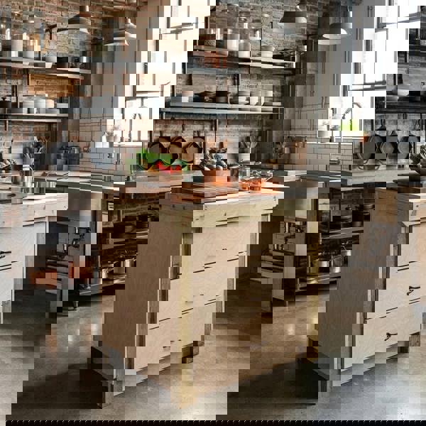 Wooden eucalyptus Top Workbench – Sturdy Tool Cabinet with Multiple Drawers for Organized Storage, Ideal for Dry Indoor Spaces Such as Garages, Workshops, and Studios