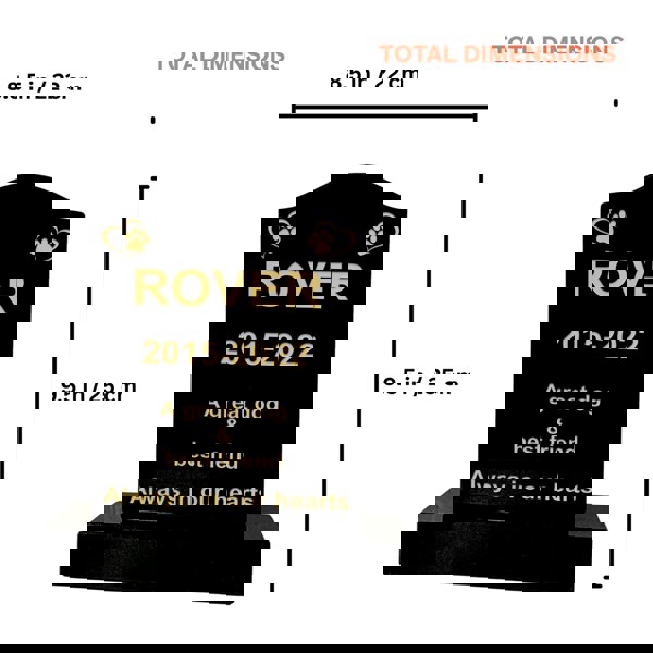 Memorials Direct Granite Memorial Ogee Headstone – Small Size- For Pets with Paw & Heart- Free Personalised Engraving