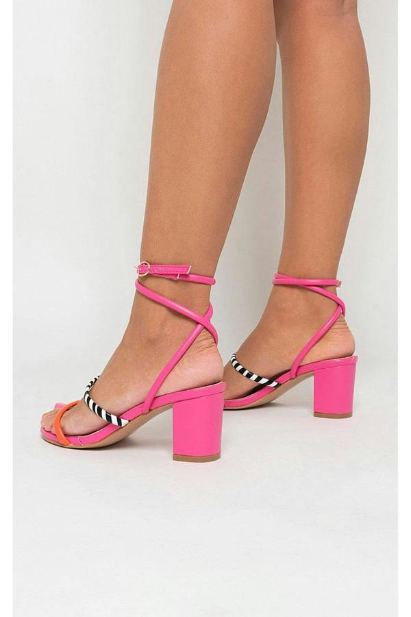 Shelby Strappy Block Heeled Sandals - Fuschia