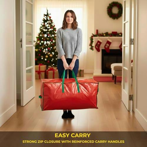 7.5ft Red Christmas Tree Storage Bag for Disassembled Artificial Trees with Zip Fastening image 7