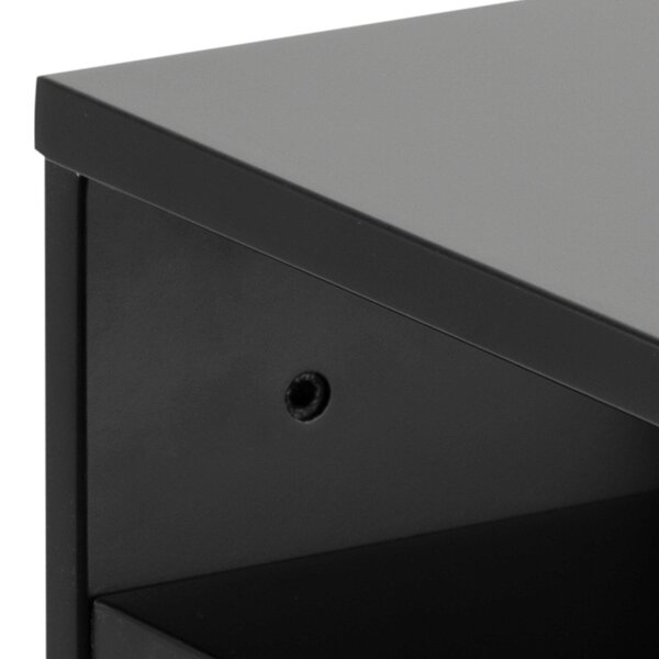 Wyld Haus Lincoln Black Wooden Floating Bedside Table 1 Drawer Open Shelf