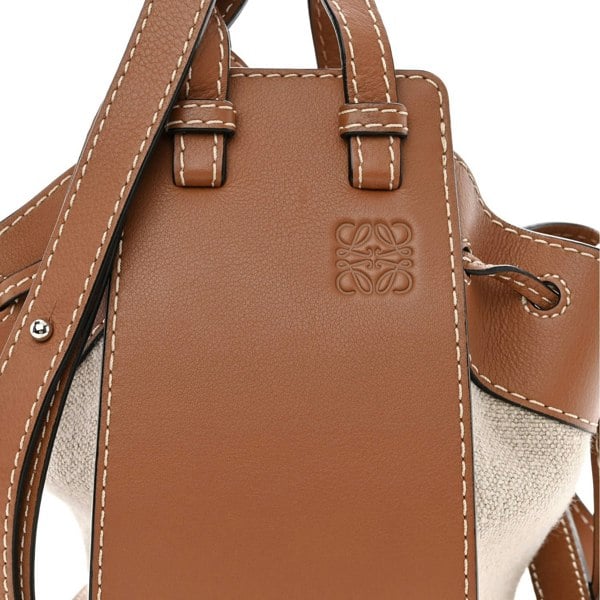 Loewe canvas and tan leather drawstring hammock bag