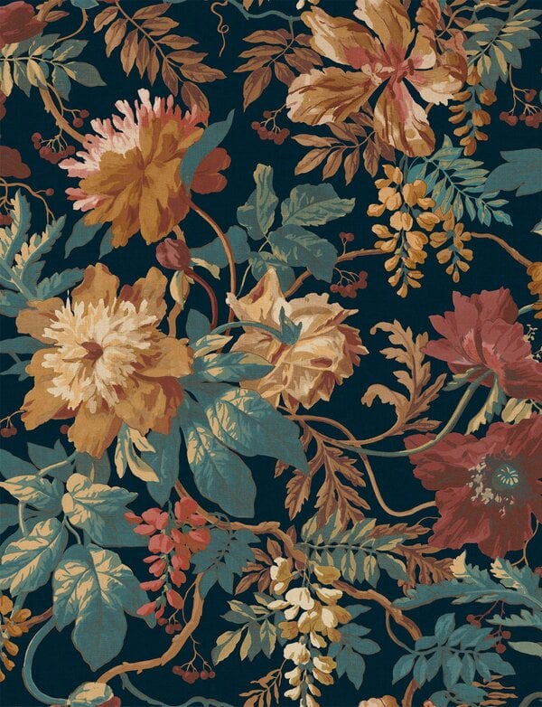 Love Frankie MIdnight Garden Wallpaper - Fire Cracker