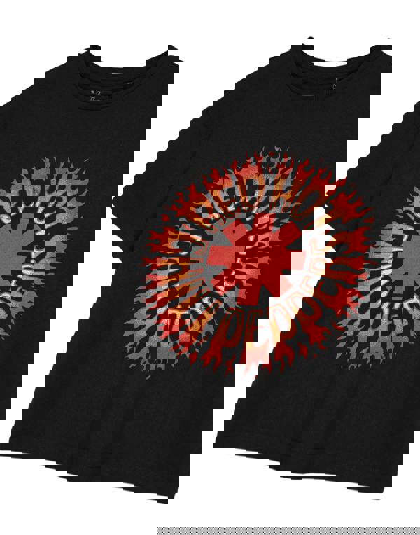 Red Hot Chili Peppers Womens Black Flame Cropped Short Sleeved T-Shirt