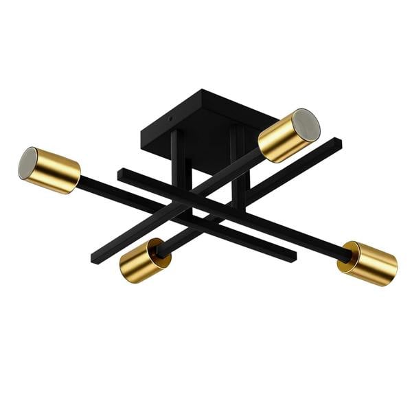 EMITTO Semi Flush Mount Ceiling Light Fixture Matte Black & Gold 4 Light E27