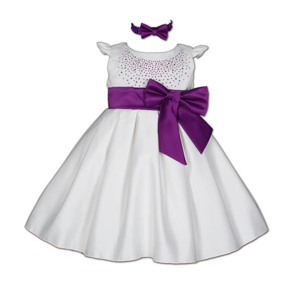 Cinda Satin Christening Party Dress with Headband