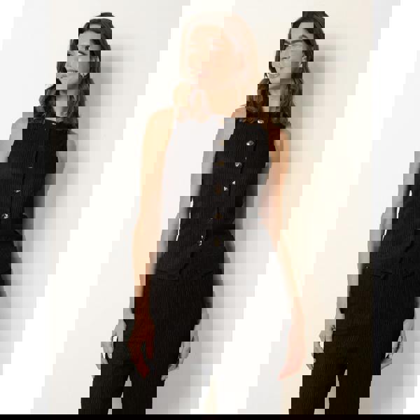 Blue Vanilla Crew Neck Button Through Vest