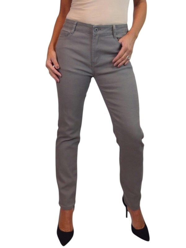 Paulo Due Women's High Waist Soft Stretch Slim Tapered Jeans - Brown