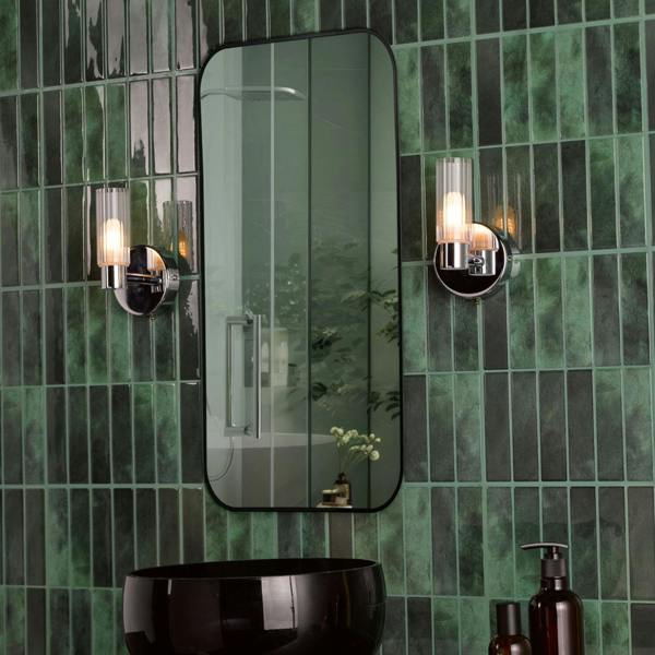 Pagazzi Lighting Hannah Polished Chrome & Glass Bathroom Wall Light