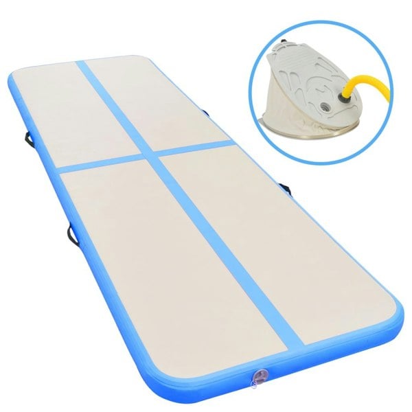 Berkfield Inflatable Gymnastics Mat with Pump 400x100x10 cm PVC Blue