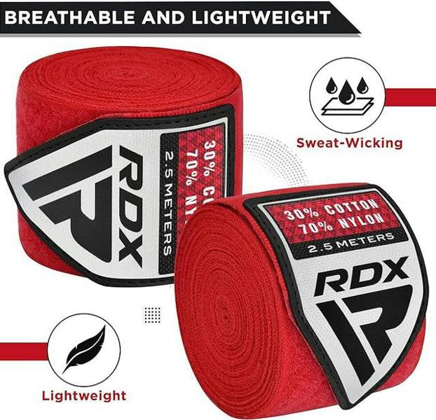 RDX Sports HAND WRAPS 2.5 METER RED