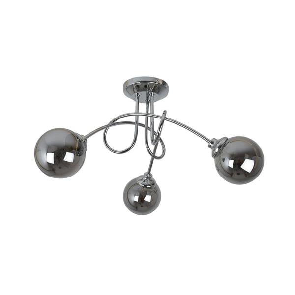 Pagazzi Lighting Bungo 3 Light Polished Chrome & Smoked Glass Semi Flush Ceiling Light