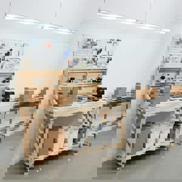 Arbor Garden Solutions Acorn Wooden Workbench With Back Panel and Wheels