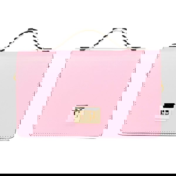 Embassy London Envy - Pink & Cream - Women's leather flap clutch bag with strap