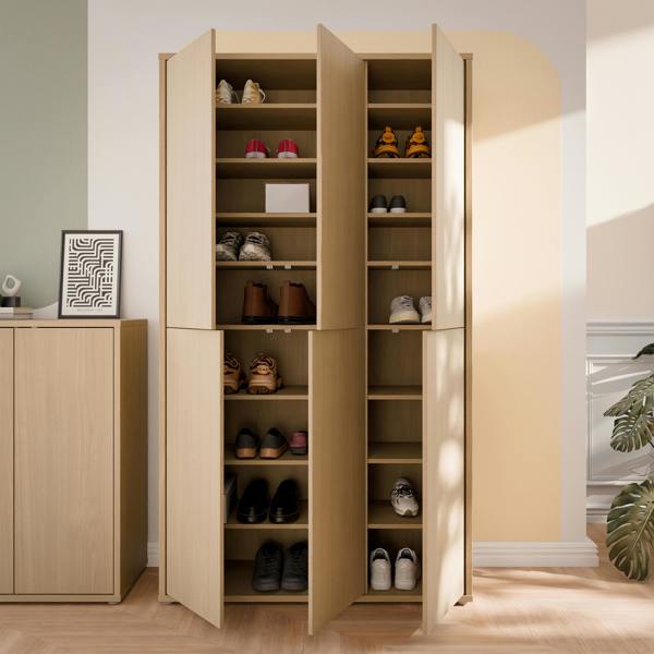 Furniture To Go Alice Springs Tall Shoe Cabinet with 6 Doors Push-to-Open in Elegancia Oak